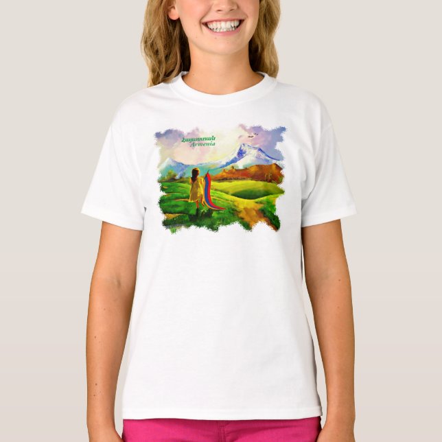 T-shirt La fille avec drapeau (Devant)