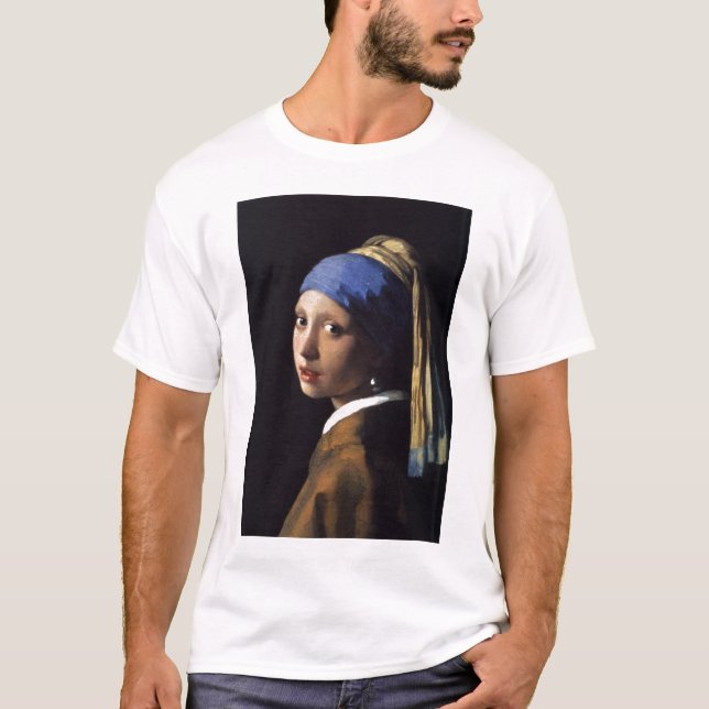 T-shirt La Fille avec la perle qui s'élève par Vermeer (Devant)