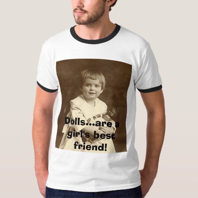 T-shirt La fille avec la poupée, poupées… sont le meilleur (Devant)