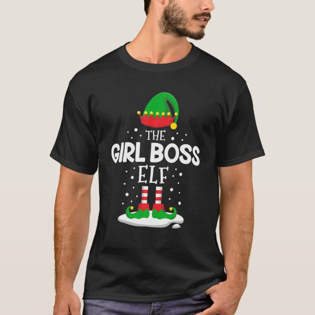 T-shirt La Fille Boss Elf Famille de Noël Correspondant Co (Devant)