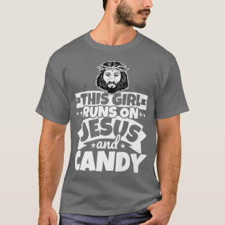 T-shirt La fille court sur Jésus et bonbons767