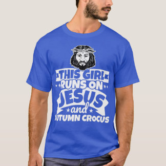 T-shirt La fille court sur Jésus et le crocus d'automne