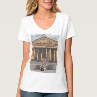 T-shirt La fille est assise devant le Panthéon à Rome.