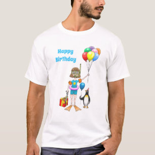 T-shirt La fille et le manchot avec des ballons