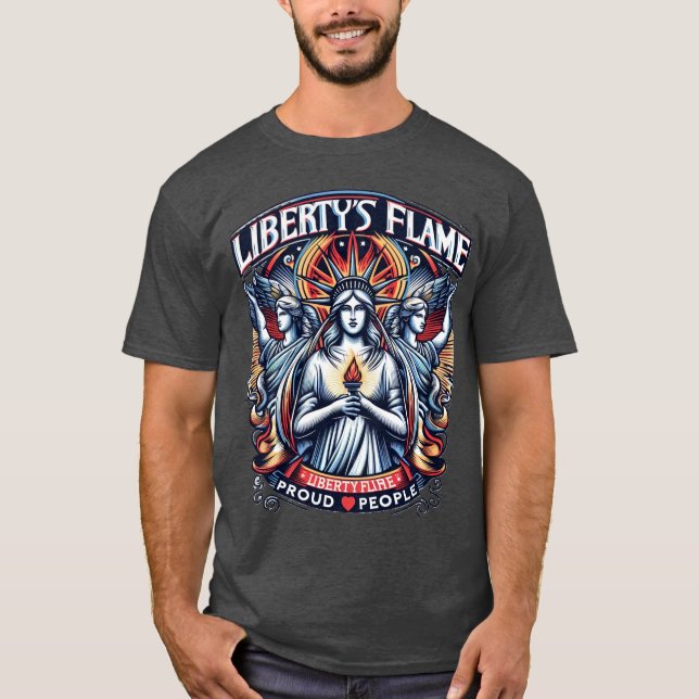 T-shirt La flamme de la liberté Fière aux gens (Devant)