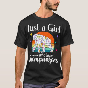 T-shirt La florale du chimpanzé rétro juste une fille qui