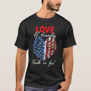 T-shirt La foi chrétienne en Dieu Croix du Coeur patriotiq