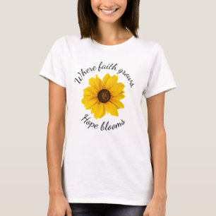 T-shirt La foi chrétienne grandit Fleur jaune L'espérance 