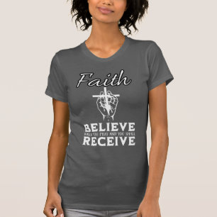 T-shirt La foi croit moderne gris foncé