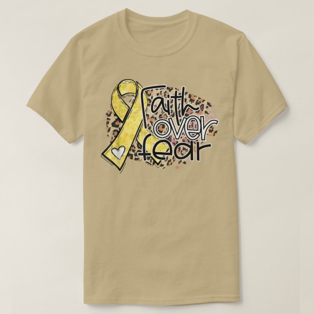 T-shirt La foi sur la peur Leopard Gold Ribbon Enfance Can (Design devant)