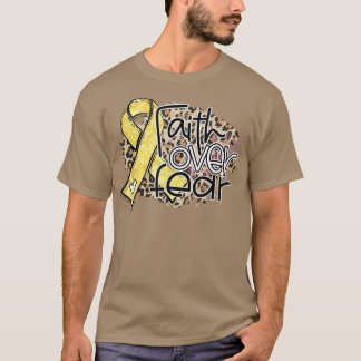 T-shirt La foi sur la peur Leopard Gold Ribbon Enfance Can