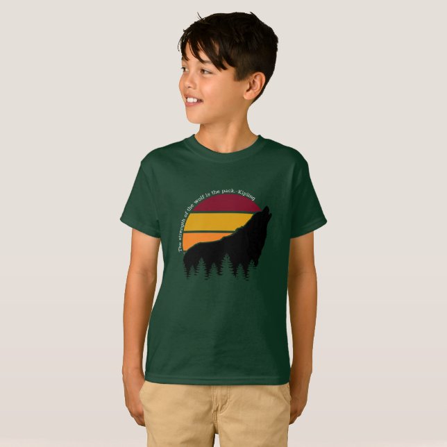 T-shirt La force du loup est le Pack Rétro (Devant entier)