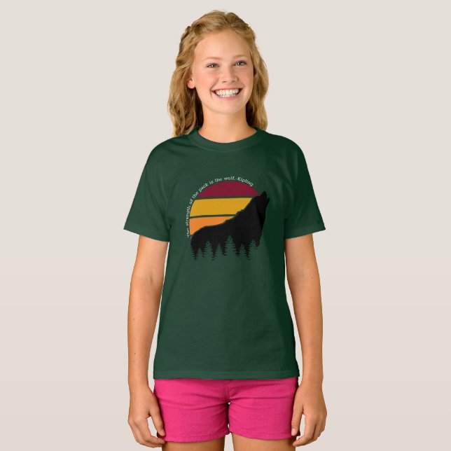 T-shirt La force du pack est le Wolf Retro Sunset (Devant entier)