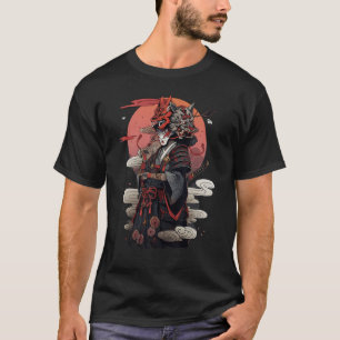 T-shirt La Force Et Le Courage De Samurai Avec Les Têtes A