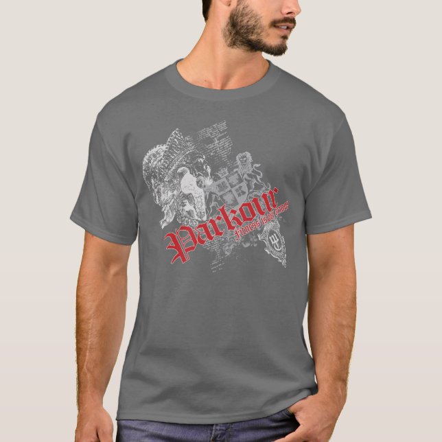 T-shirt La forme physique est notre armure (foncée/rouge) (Devant)