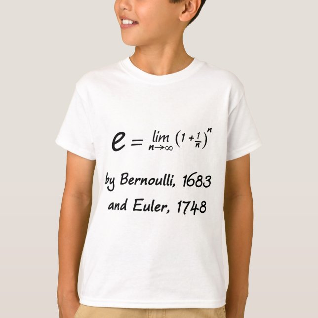 T-shirt La formule pour e, par Bernoulli et Euler (Devant)
