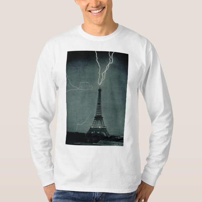 T-shirt La foudre frappe la Tour Eiffel (Devant)