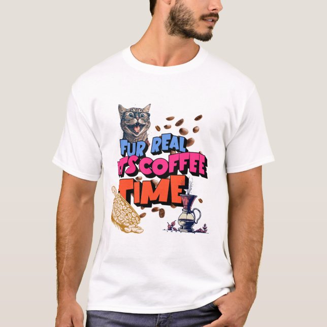 T-shirt La fourrure réelle, c'est le café (Devant)