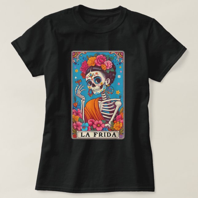 T-shirt La Frida Sugar Crâne Dia De Los Muertos Art (Design devant)