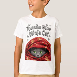 T-shirt La Furtive et Empesée : Chat Ninja Bleu Russe