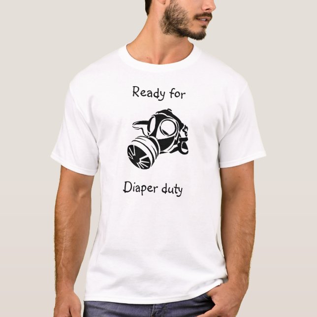 T-shirt la gaz-masque-image, préparent pour le devoir de (Devant)