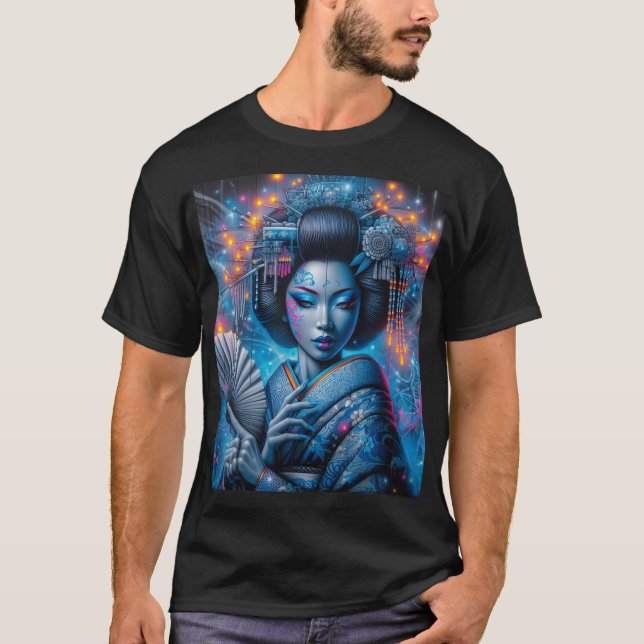 T-shirt La geisha des nuits bleuté (Devant)