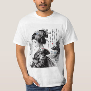 T-shirt La geisha en encre noire