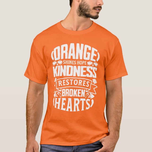 T-shirt La gentillesse orange rétablit les coeurs (Devant)