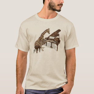 T-shirt La girafe douée joue le piano à queue