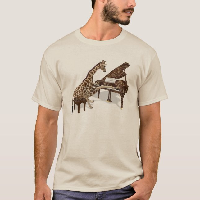 T-shirt La girafe douée joue le piano à queue (Devant)