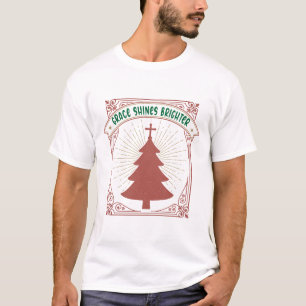 T-shirt La Grâce Brille Plus - Arbre de Noël Chrétien