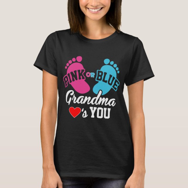 T-shirt La grand-maman rose ou bleue vous aime que le (Devant)