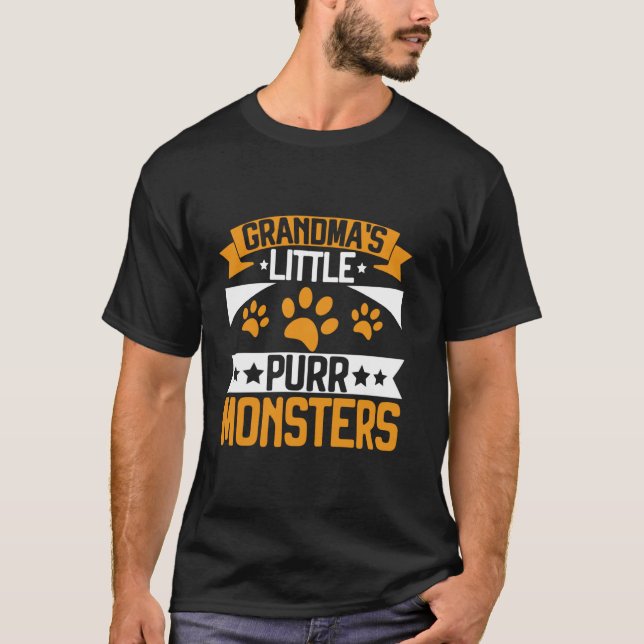 T-shirt La grand-mère des petits monstres à ronronner Chat (Devant)