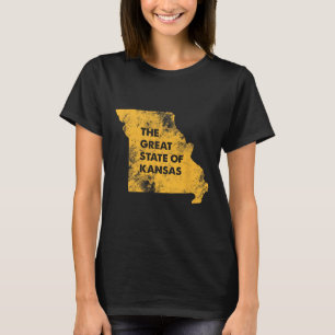 T-shirt La Grande Carte de l'État du Kansas Missouri