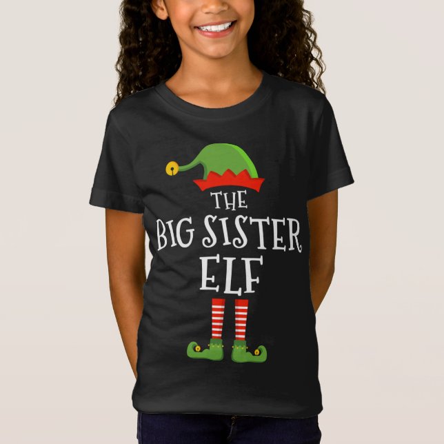 T-Shirt La grande soeur elf drôle de Noël assortis famille (Devant)