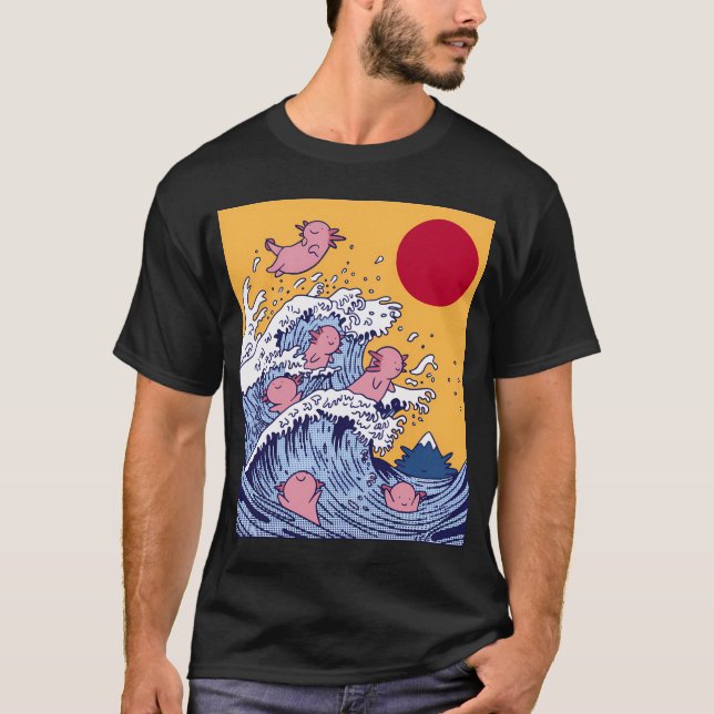 T-shirt La Grande Vague D'Axolotls (Devant)