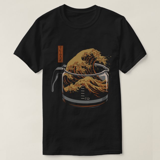 T-shirt La grande vague de café (Design devant)