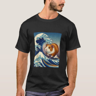 T-shirt La Grande Vague de Cochon de Guinée Animaux Japona
