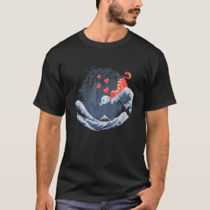 T-shirt La Grande Vague de Kanagawa Poisson et Chat La