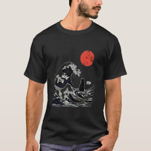 T-shirt La Grande Vague Kanagawa Chat de Surf Japonais Drô