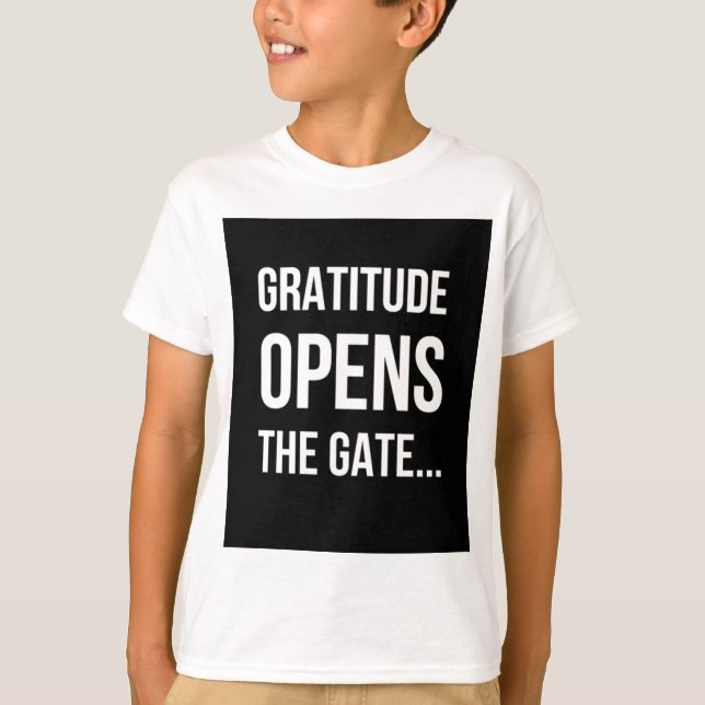 T-shirt La gratitude ouvre la citation inspirée de porte (Devant)