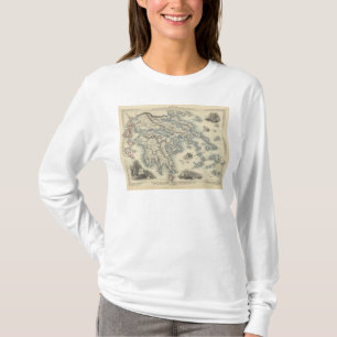 T-shirt La Grèce avec des cartes d'encart de Corfou et de