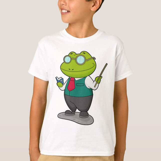 T-shirt La grenouille comme enseignant avec livre (Devant)