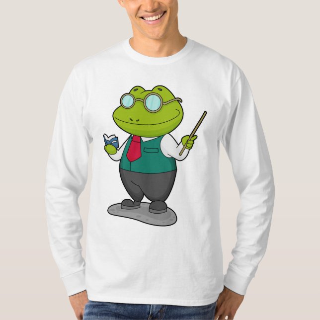 T-shirt La grenouille comme enseignant avec livre (Devant)