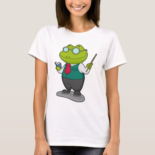 T-shirt La grenouille comme enseignant avec livre (Devant)