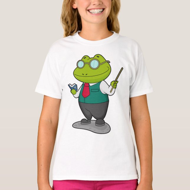 T-shirt La grenouille comme enseignant avec livre (Devant)