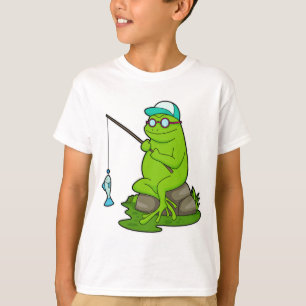 T-shirt La grenouille comme pêcheur avec la canne à pêche