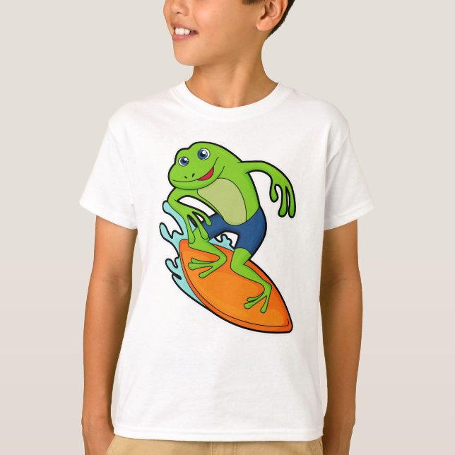 T-shirt La grenouille comme surfeur avec Surfer (Devant)