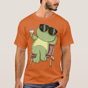 T-shirt La grenouille cool boit un vin de verre