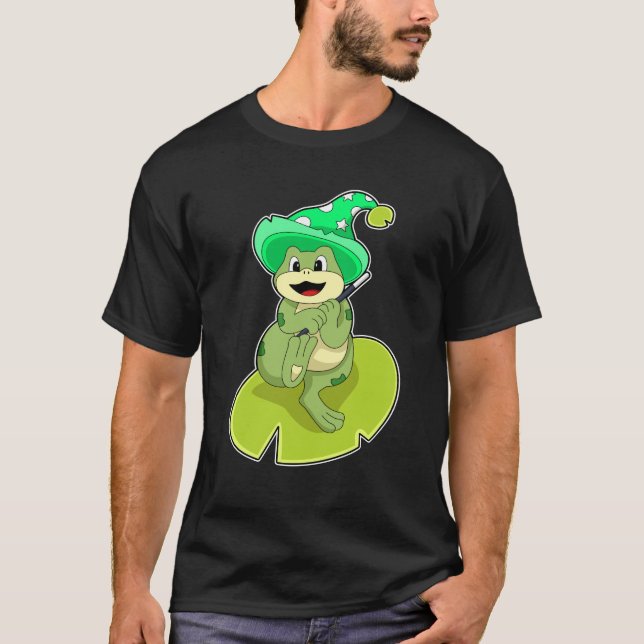 T-shirt La grenouille en magie avec baguette magique (Devant)